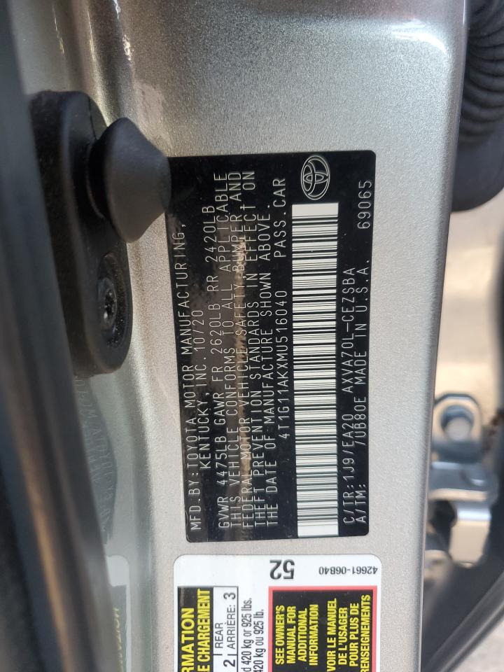 4T1G11AKXMU516040 2021 TOYOTA CAMRY - Image 13