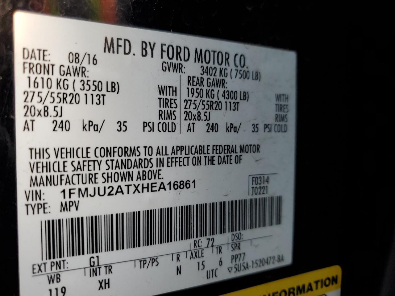 VIN 1FMJU2ATXHEA16861 2017 FORD EXPEDITION no.13