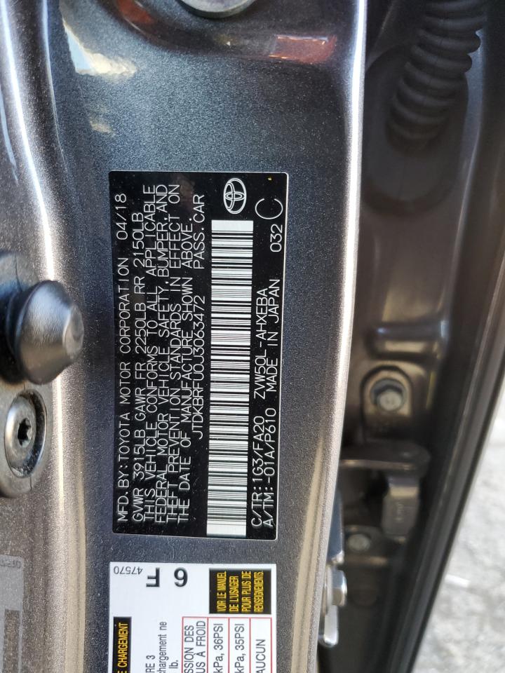 VIN JTDKBRFU0J3063472 2018 TOYOTA PRIUS no.12