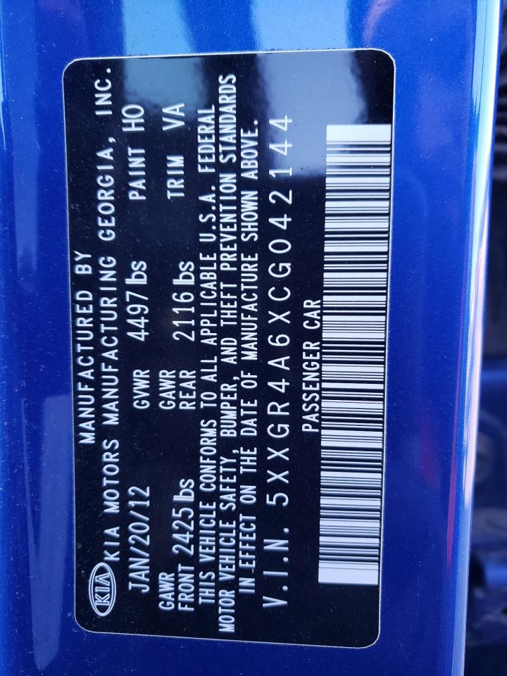 2012 Kia Optima Sx VIN: 5XXGR4A6XCG042144 Lot: 85463914