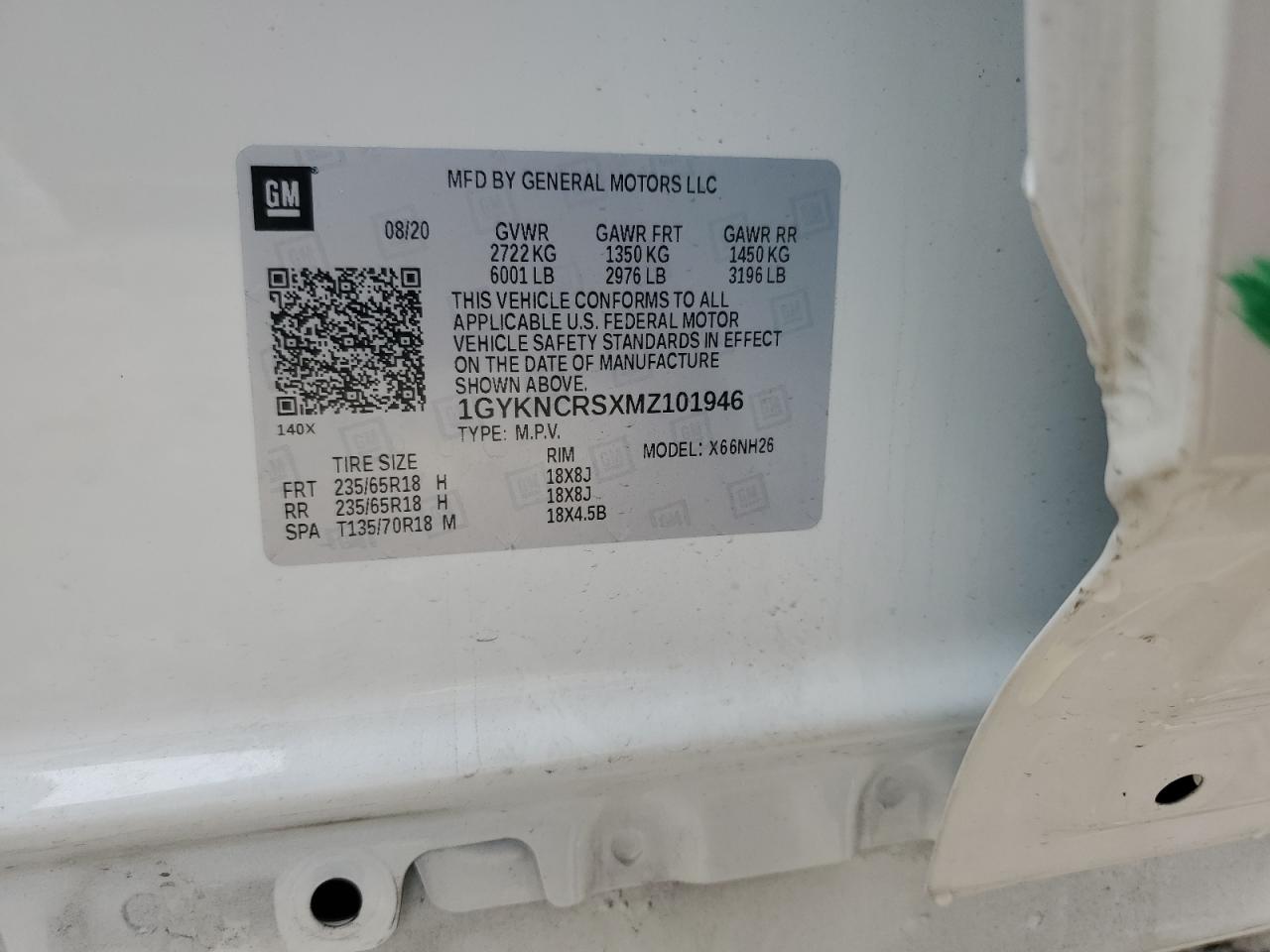 2021 Cadillac Xt5 Premium Luxury VIN: 1GYKNCRSXMZ101946 Lot: 83100554