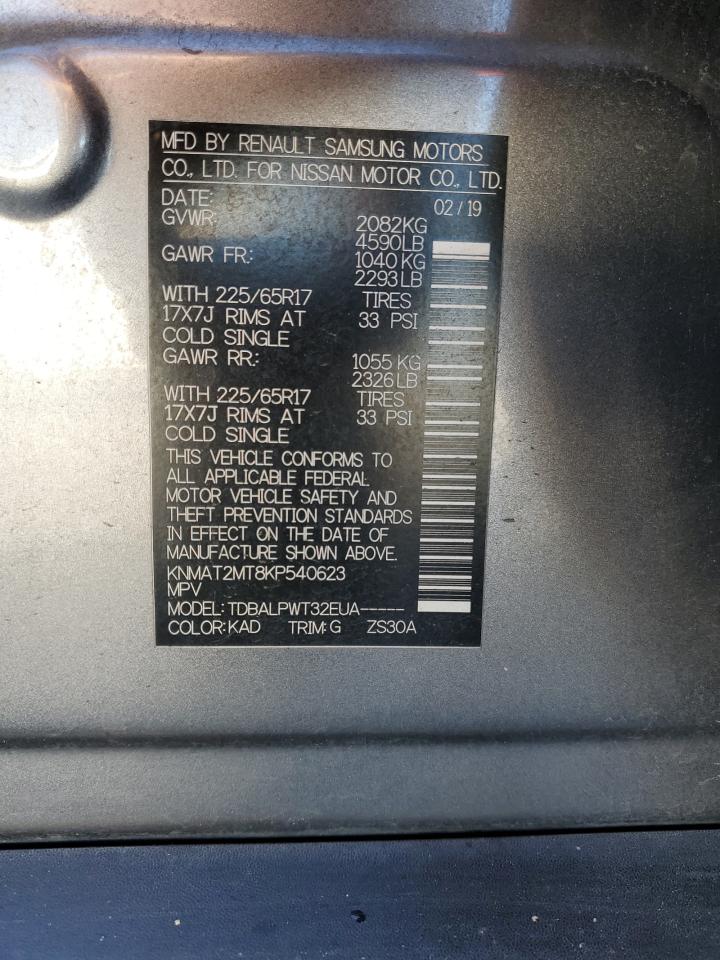 KNMAT2MT8KP540623 NISSAN ROGUE 2019