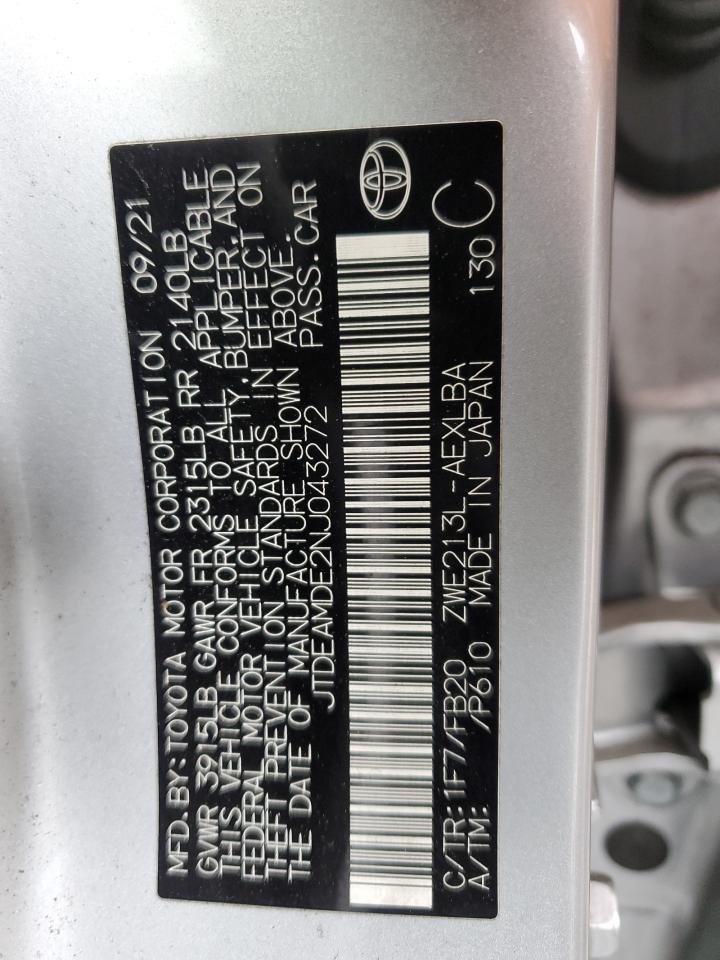 JTDEAMDE2NJ043272 TOYOTA COROLLA 2022