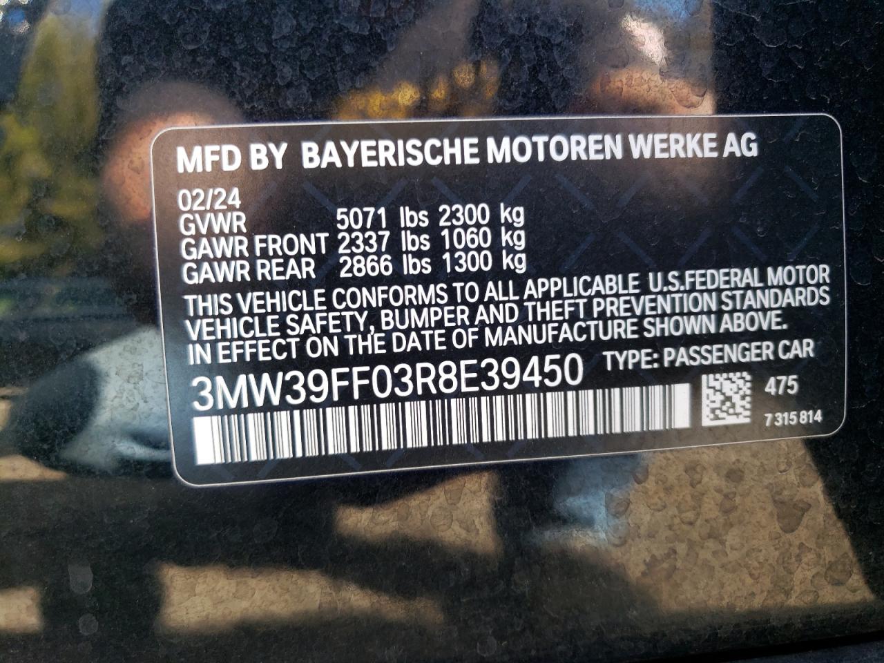 VIN 3MW39FF03R8E39450 2024 BMW 3 SERIES no.13