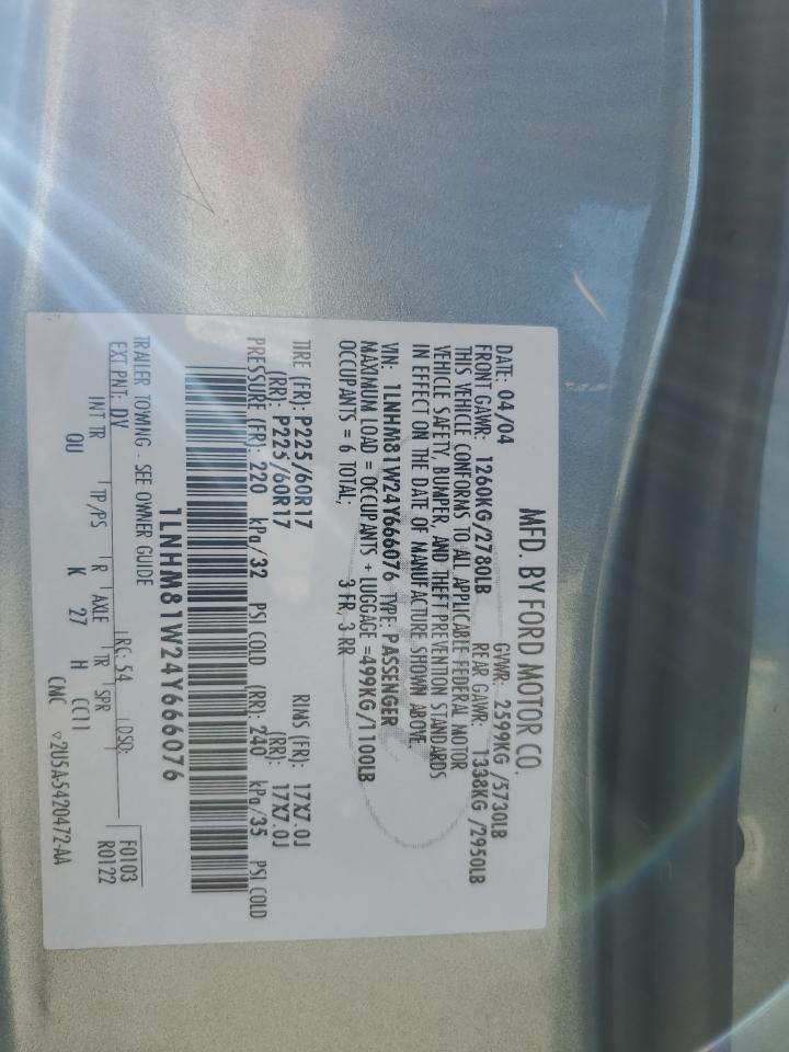 2004 Lincoln Town Car Executive VIN: 1LNHM81W24Y666076 Lot: 83616584