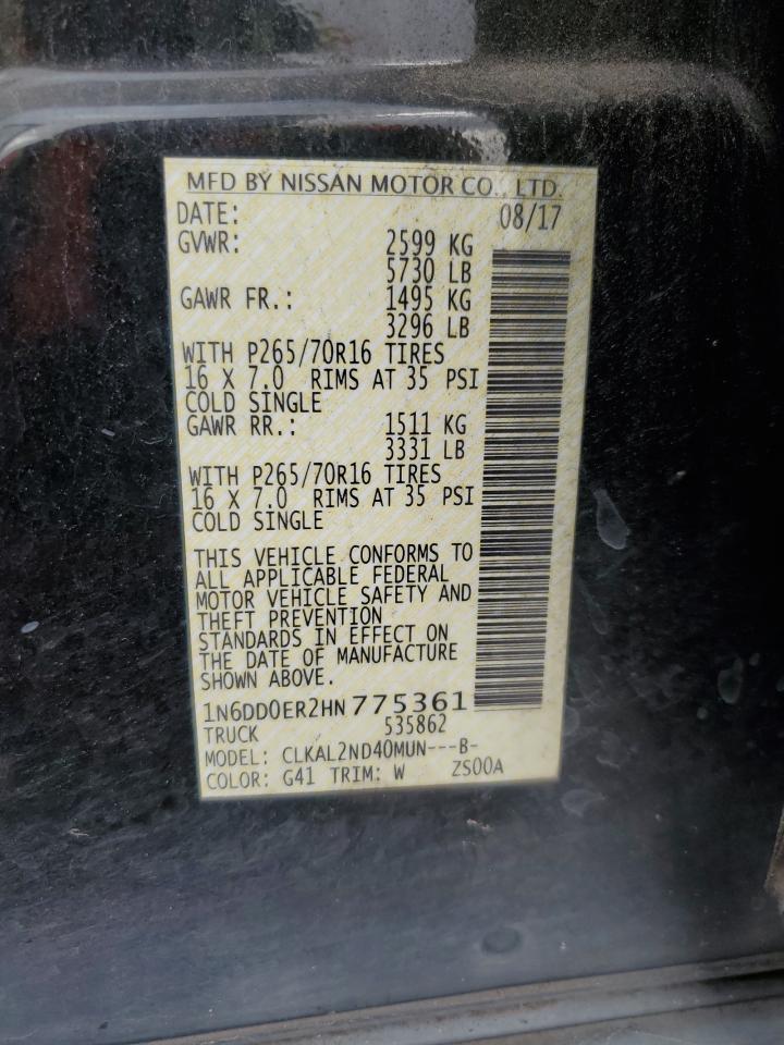 1N6DD0ER2HN775361 NISSAN FRONTIER 2017