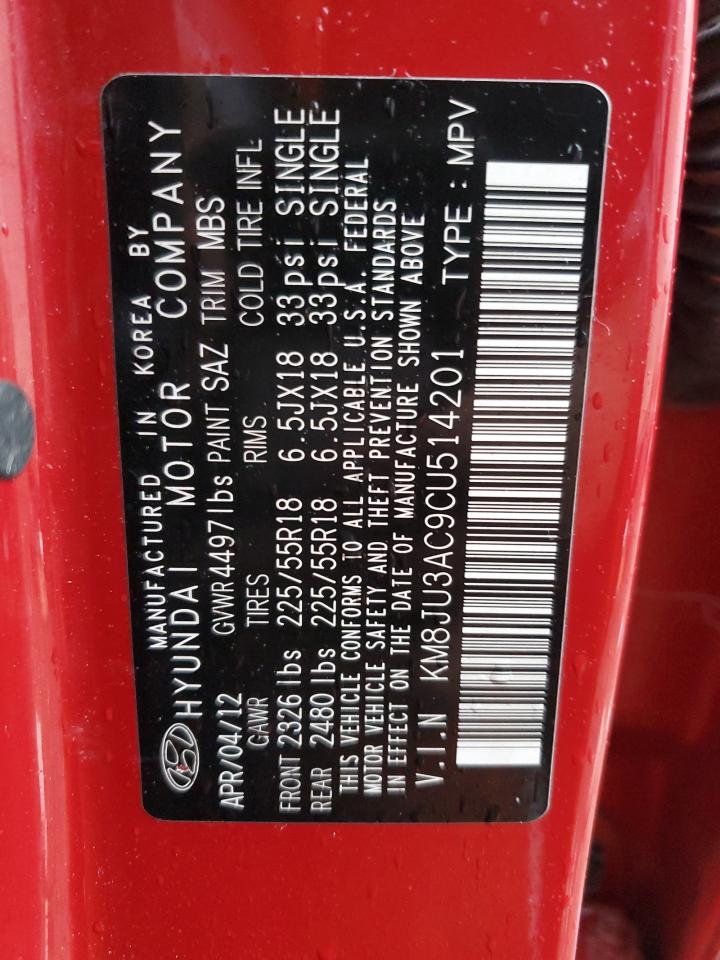 2012 Hyundai Tucson Gls VIN: KM8JU3AC9CU514201 Lot: 84627804