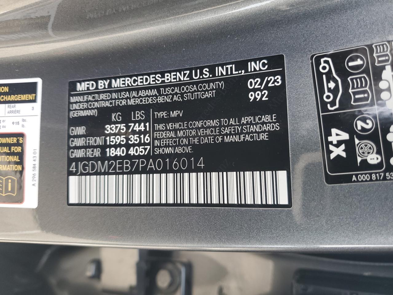 VIN 4JGDM2EB7PA016014 2023 MERCEDES-BENZ EQS SUV 45 no.13