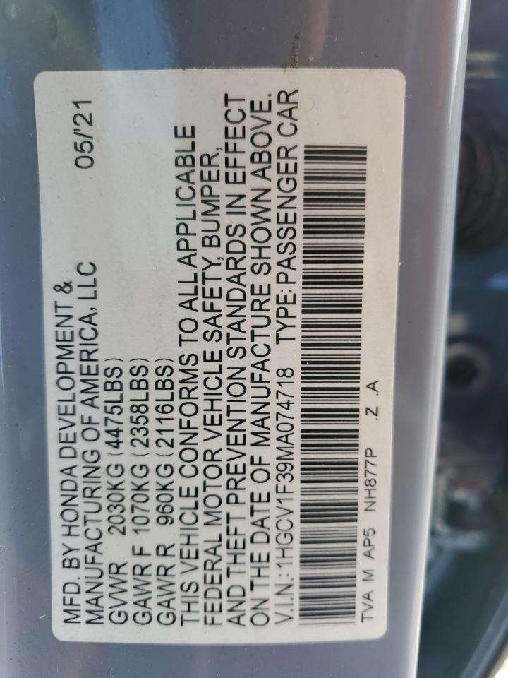 1HGCV1F39MA074718 HONDA ACCORD 2021