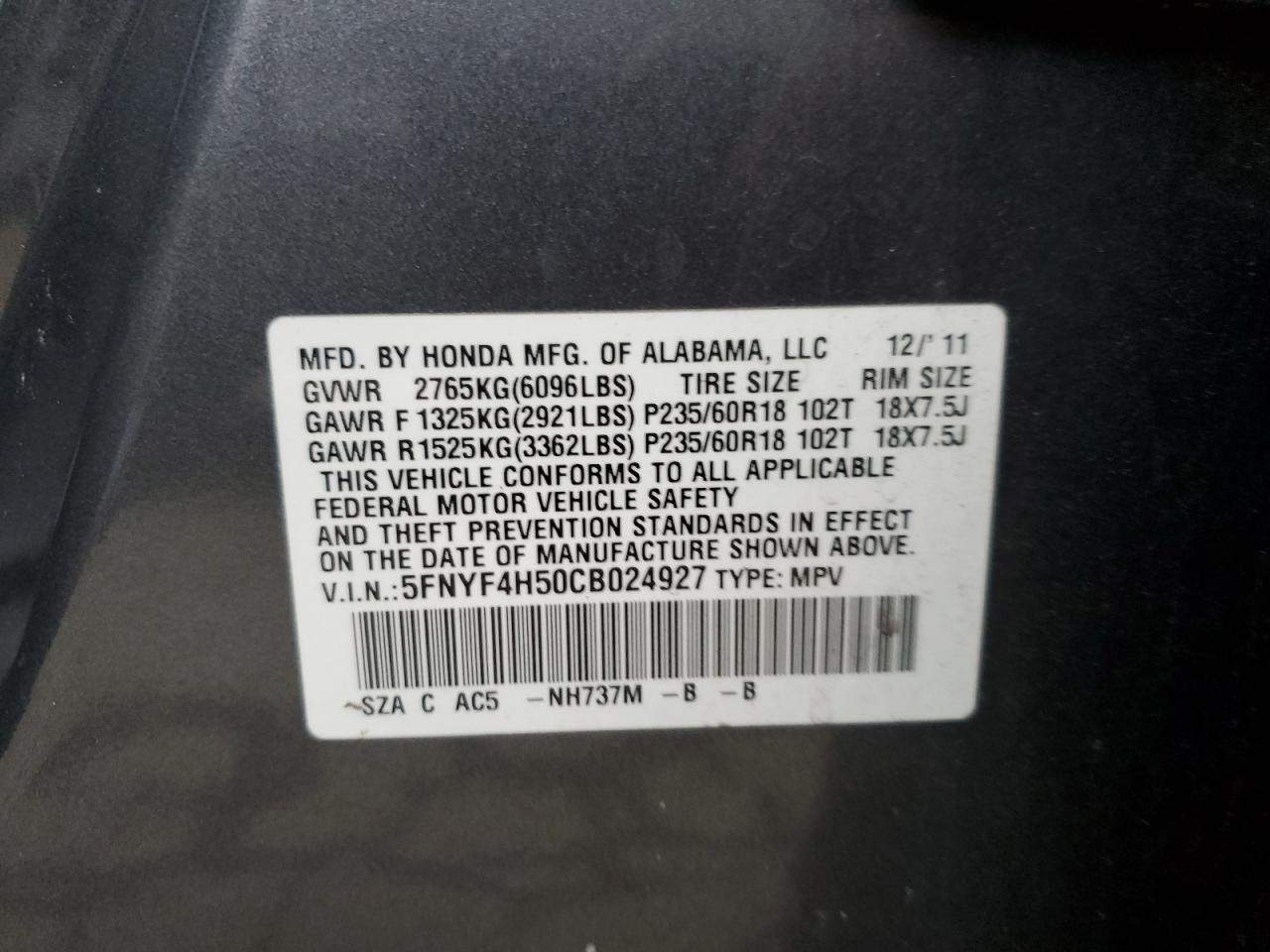 2012 Honda Pilot - Image 13
