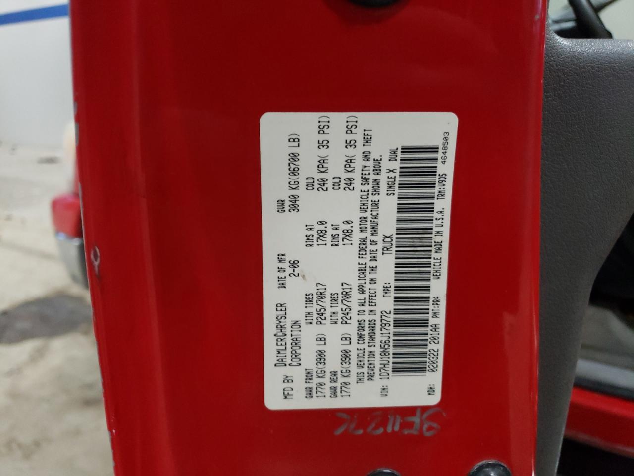 2006 Dodge Ram 1500 St VIN: 1D7HU18N56J179772 Lot: 85687664