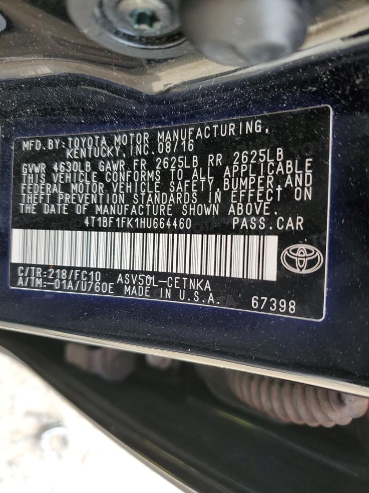 VIN 4T1BF1FK1HU664460 2017 TOYOTA CAMRY no.12