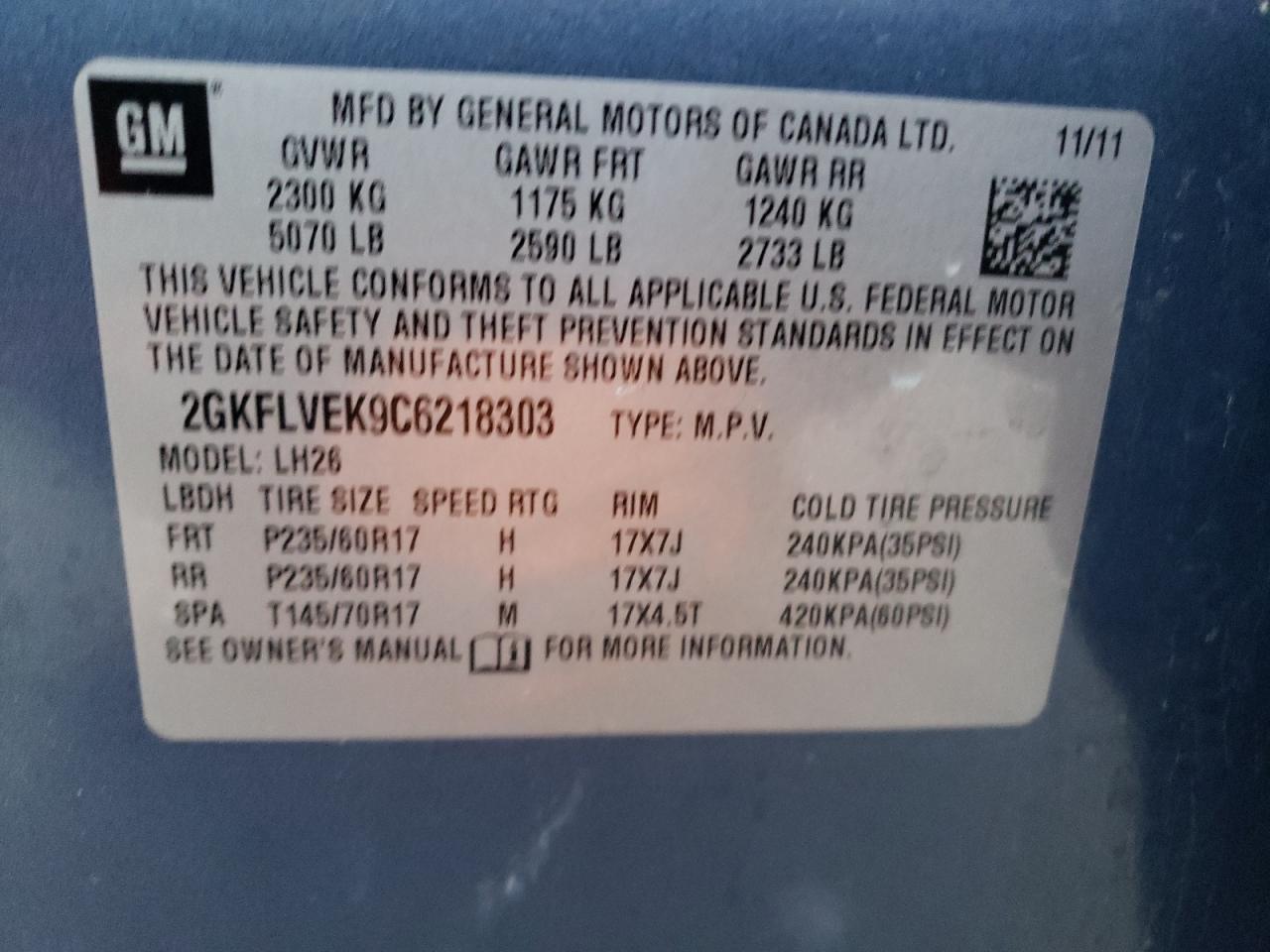 2012 GMC Terrain Slt VIN: 2GKFLVEK9C6218303 Lot: 85230654