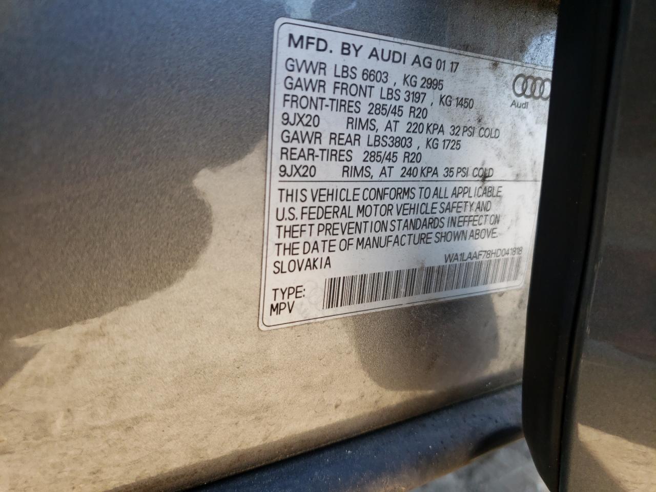 VIN WA1LAAF78HD041818 2017 AUDI Q7 no.13