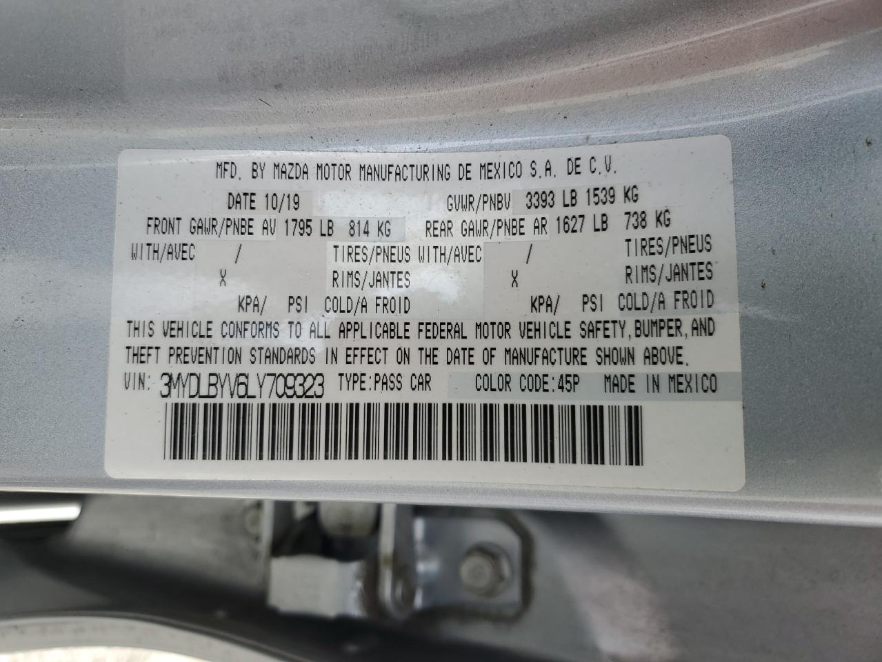 3MYDLBYV6LY709323 TOYOTA YARIS 2020