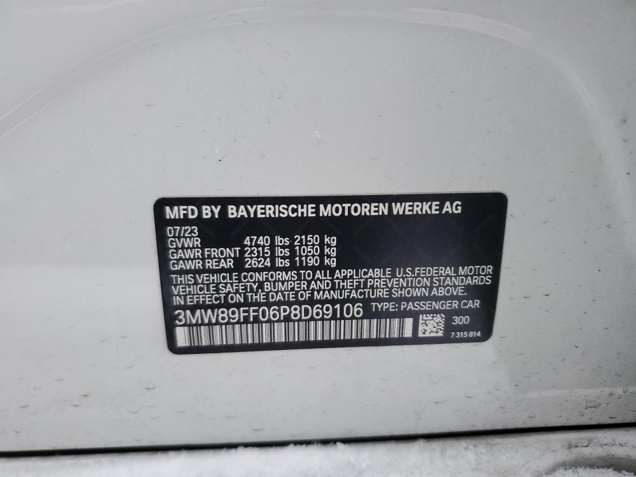 VIN 3MW89FF06P8D69106 2023 BMW 3 SERIES no.12