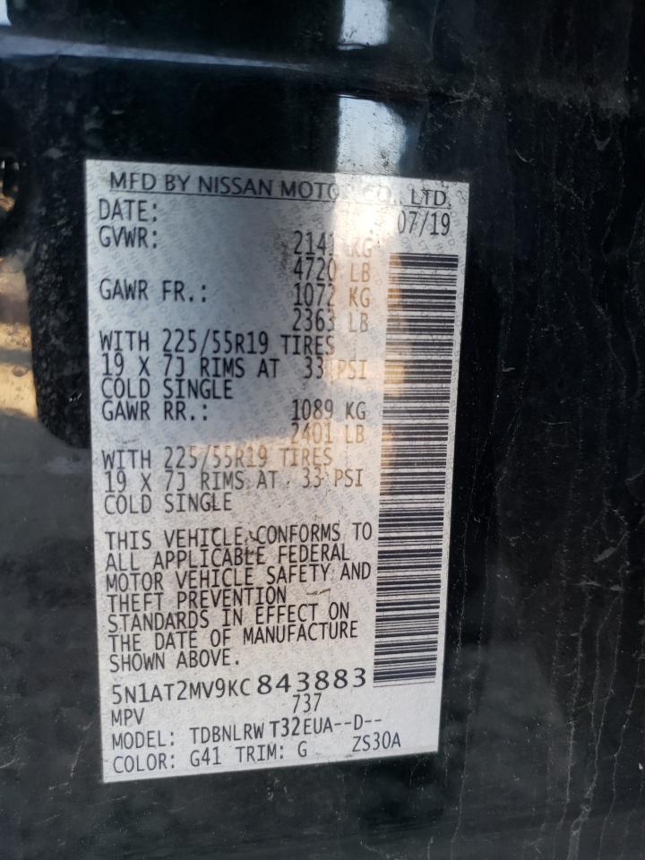 5N1AT2MV9KC843883 NISSAN ROGUE 2019