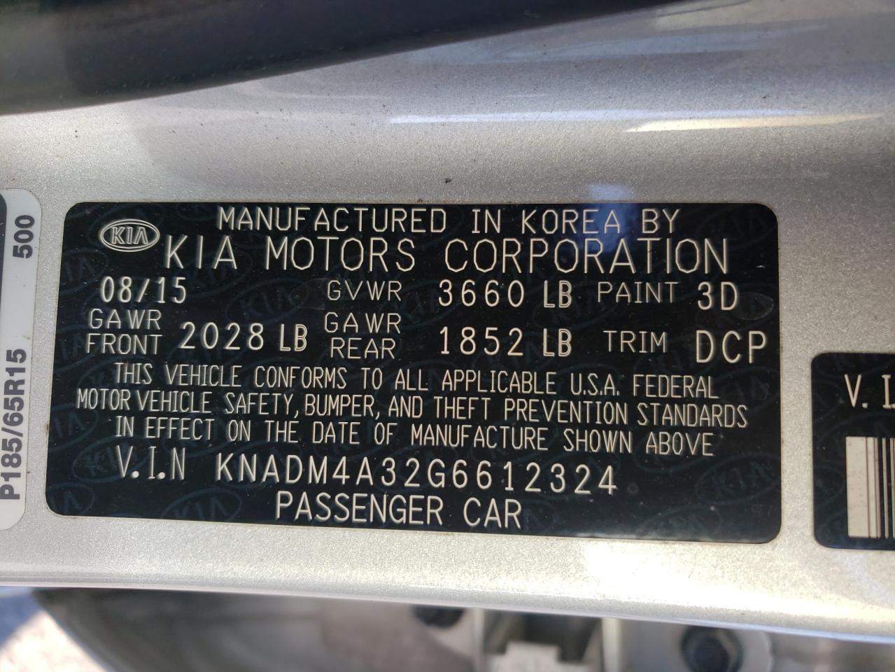 2016 Kia Rio Lx VIN: KNADM4A32G6612324 Lot: 83633264