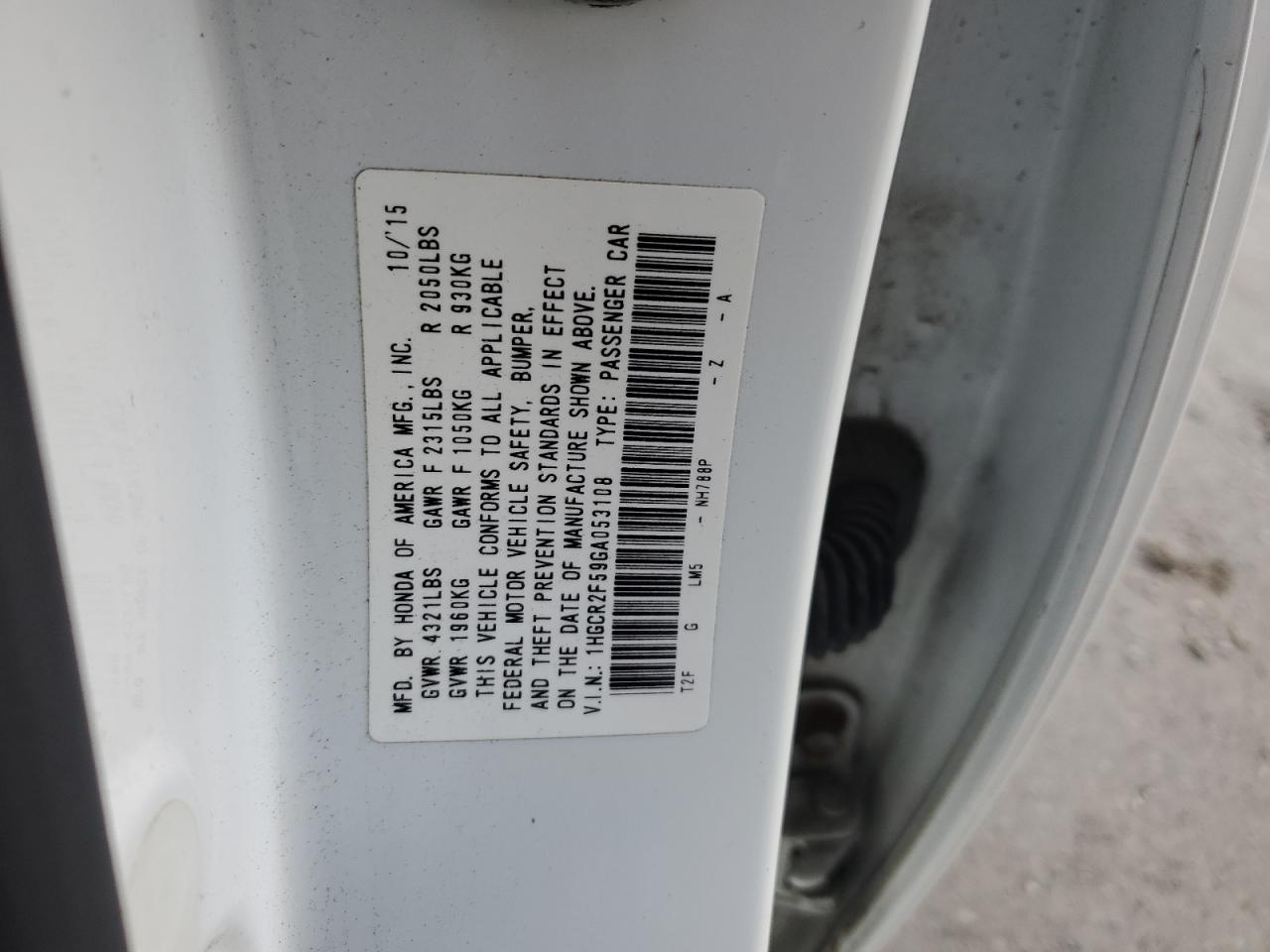 VIN 1HGCR2F59GA053108 2016 HONDA ACCORD no.12