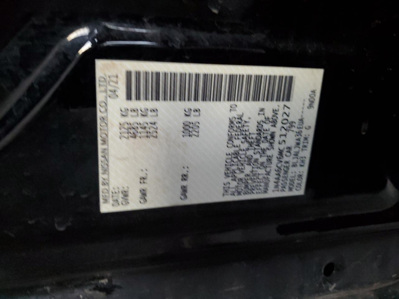 1N4AA6CV6MC512027 NISSAN MAXIMA 2021