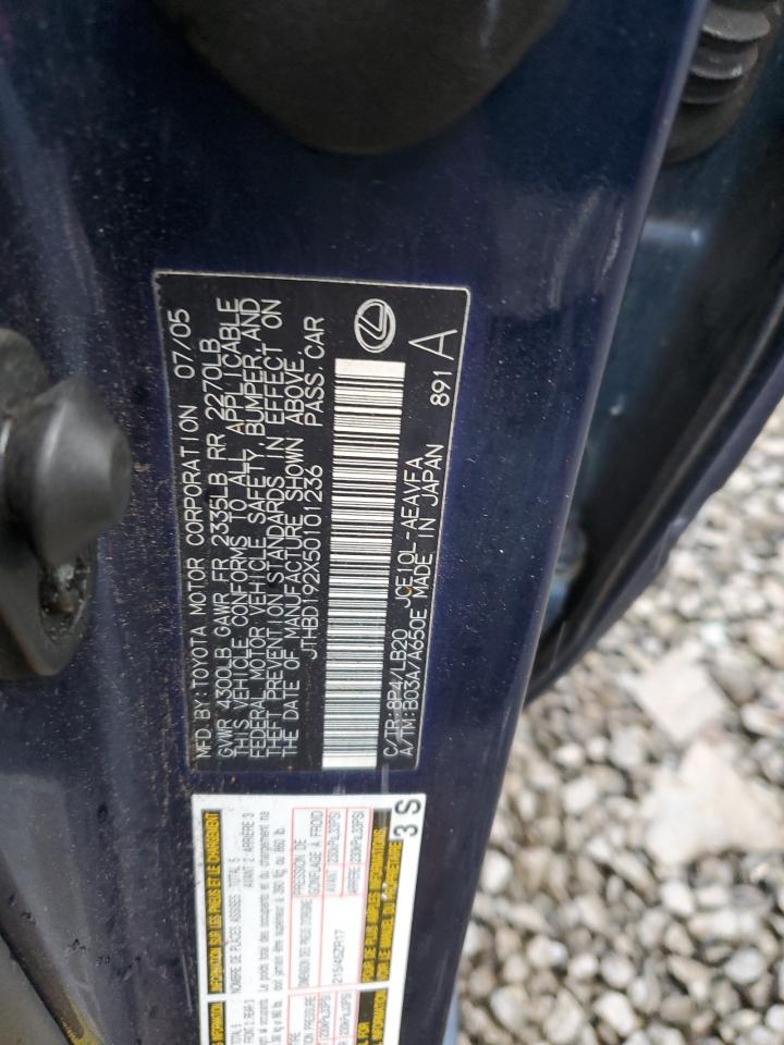 2005 Lexus Is 300 VIN: JTHBD192X50101236 Lot: 85844224