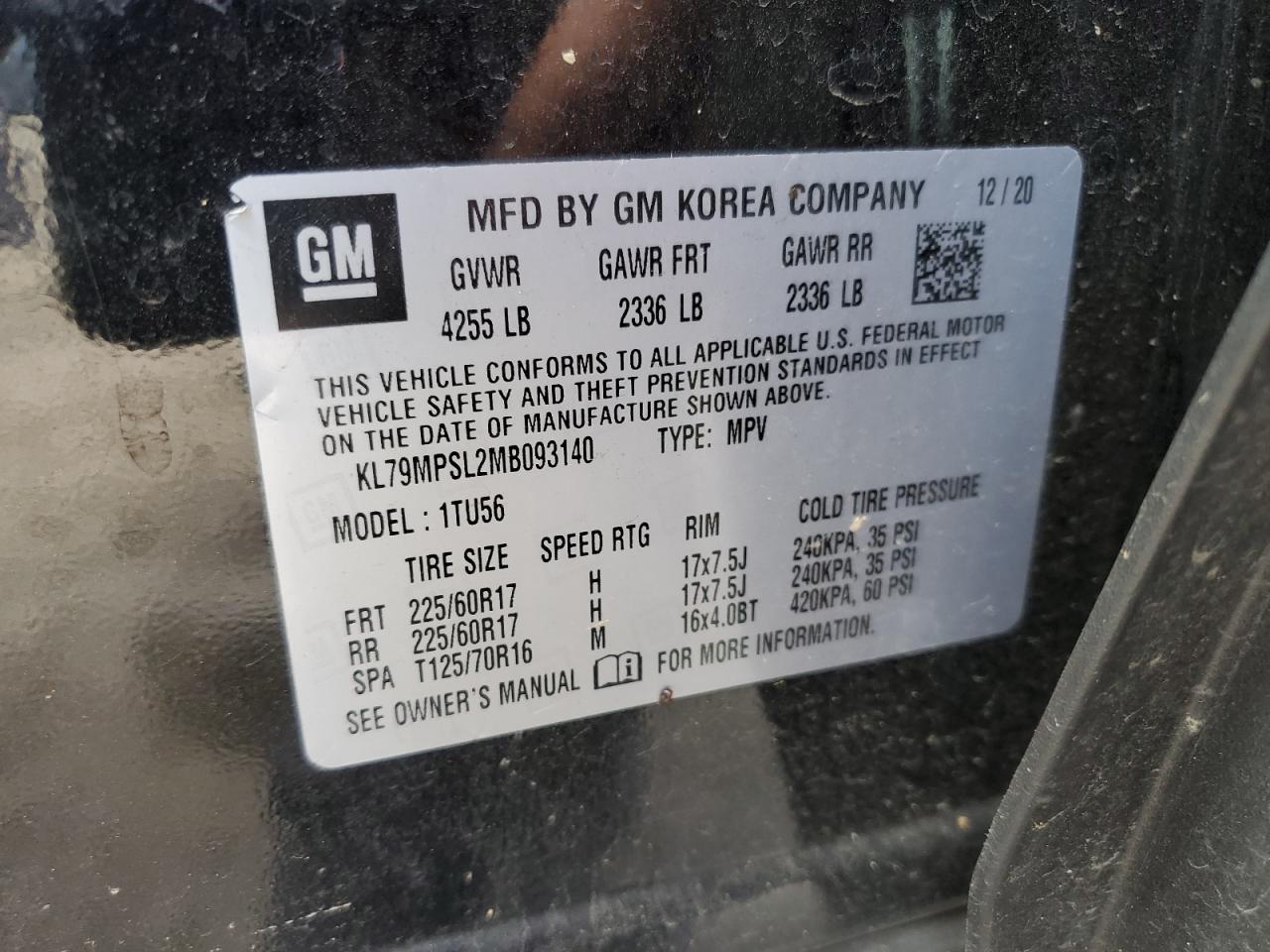 2021 Chevrolet Trailblazer Lt VIN: KL79MPSL2MB093140 Lot: 85912654