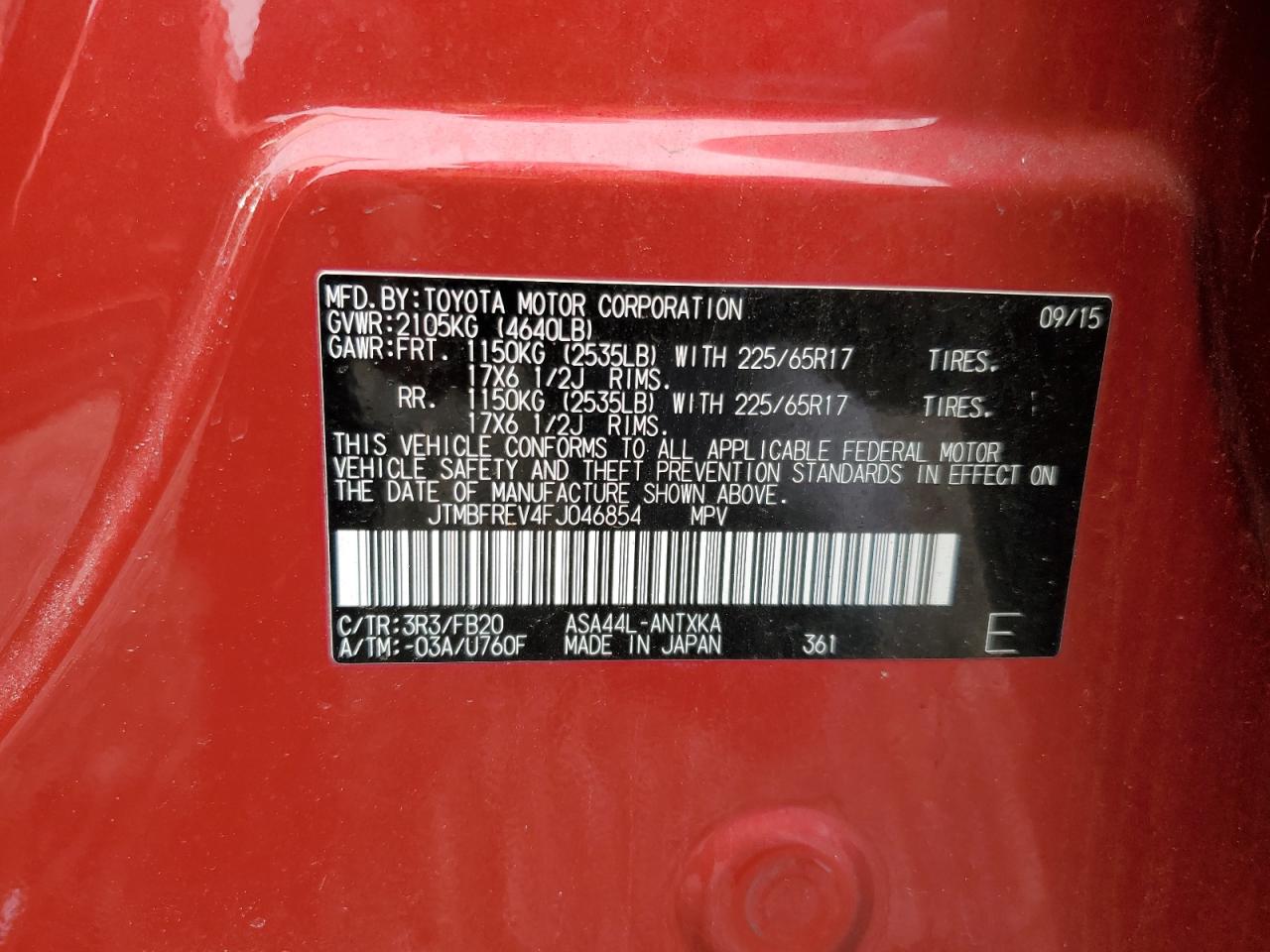 JTMBFREV4FJ046854 2015 TOYOTA RAV 4 - Image 15