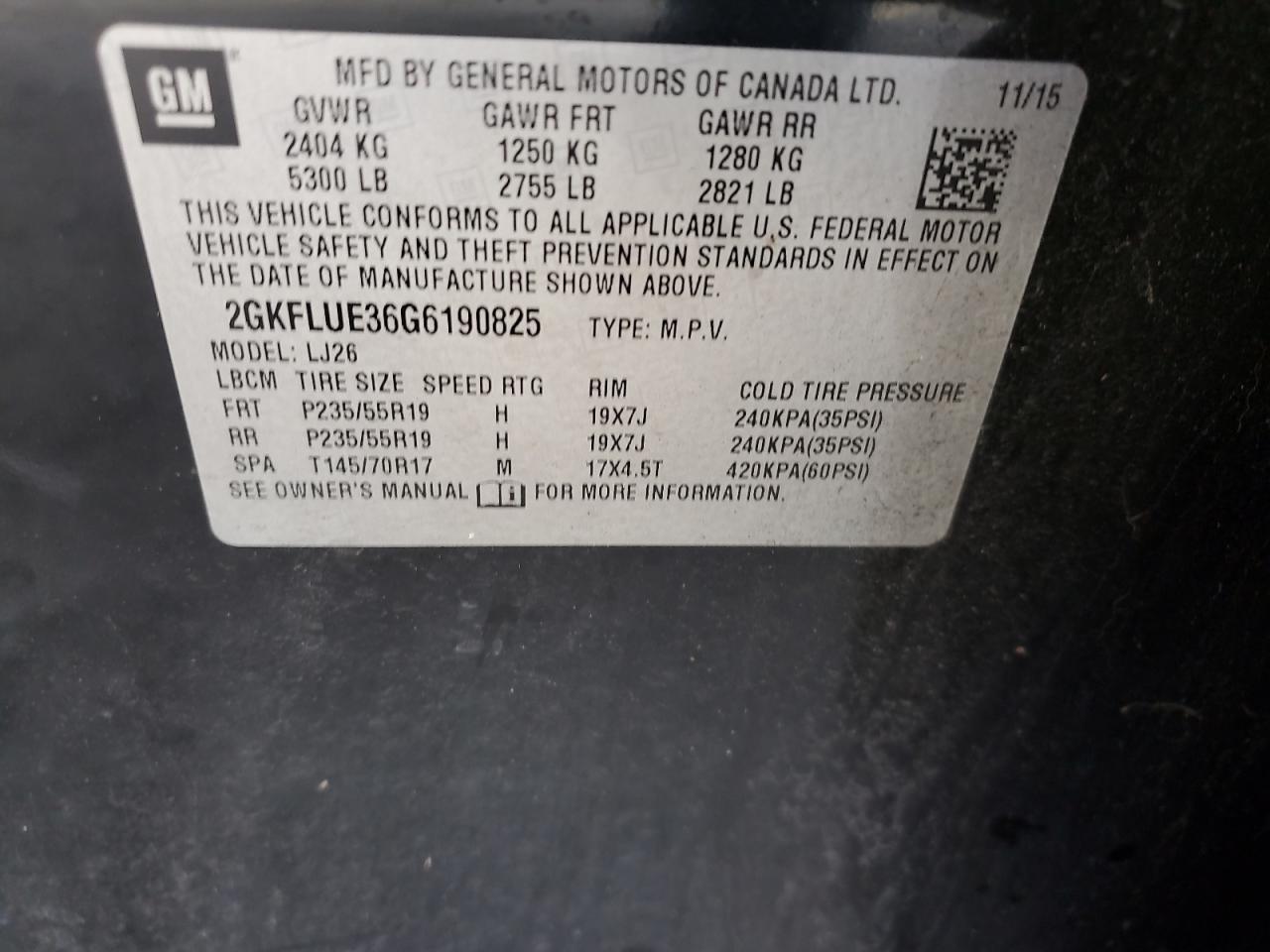 VIN 2GKFLUE36G6190825 2016 GMC TERRAIN no.13