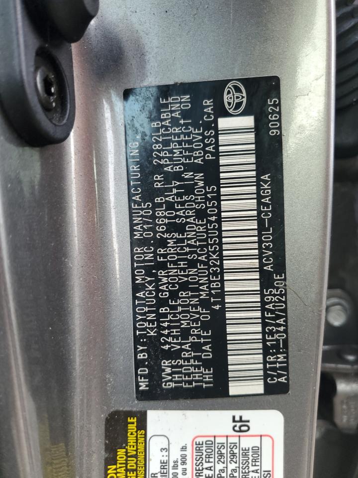 2005 Toyota Camry Le VIN: 4T1BE32K55U540515 Lot: 86348494