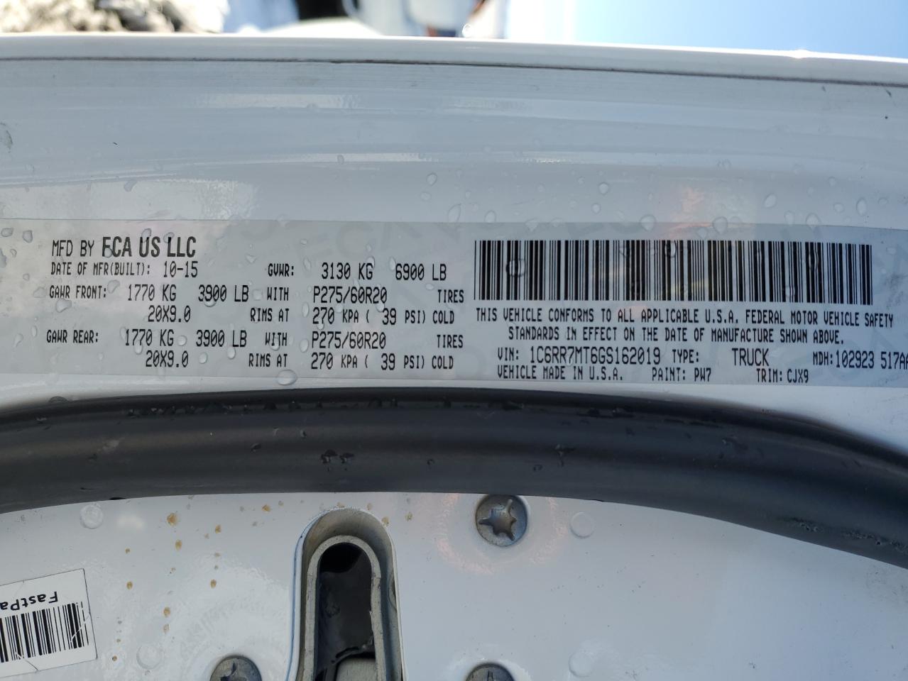 2016 Ram 1500 Sport VIN: 1C6RR7MT6GS162019 Lot: 83624054