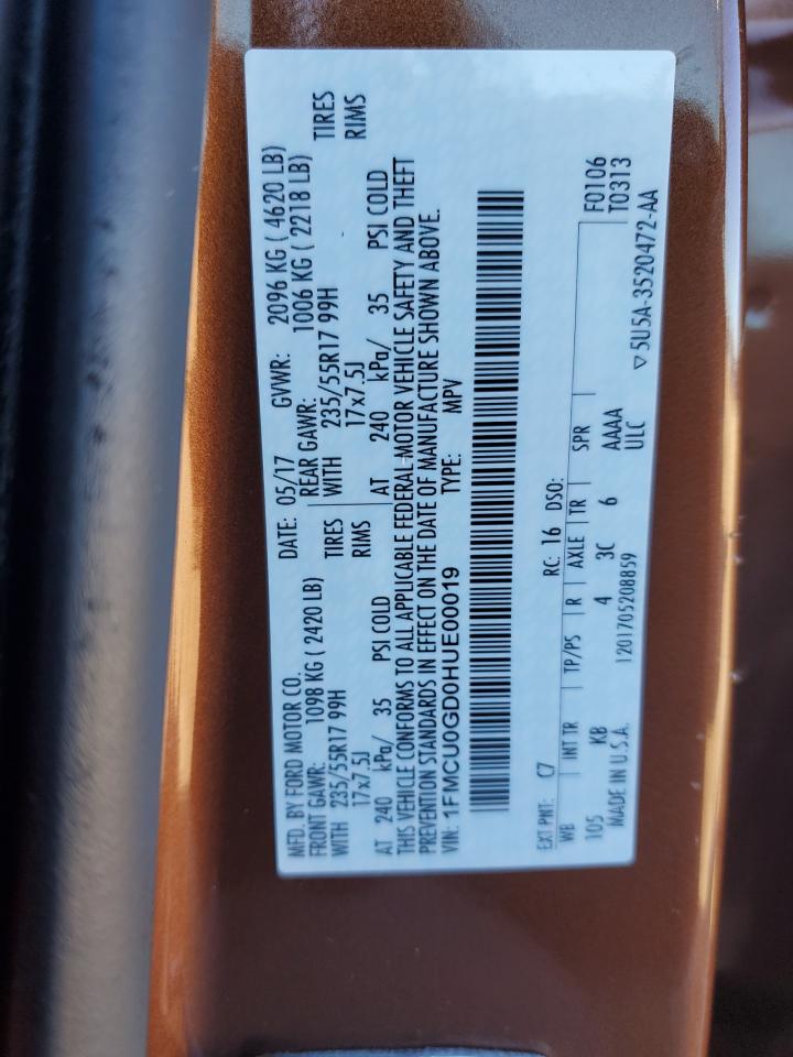 1FMCU0GD0HUE00019 FORD ESCAPE 2017