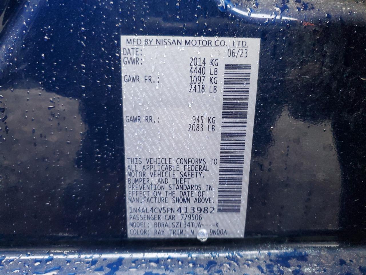 1N4AL4CV5PN413982 NISSAN ALTIMA 2023