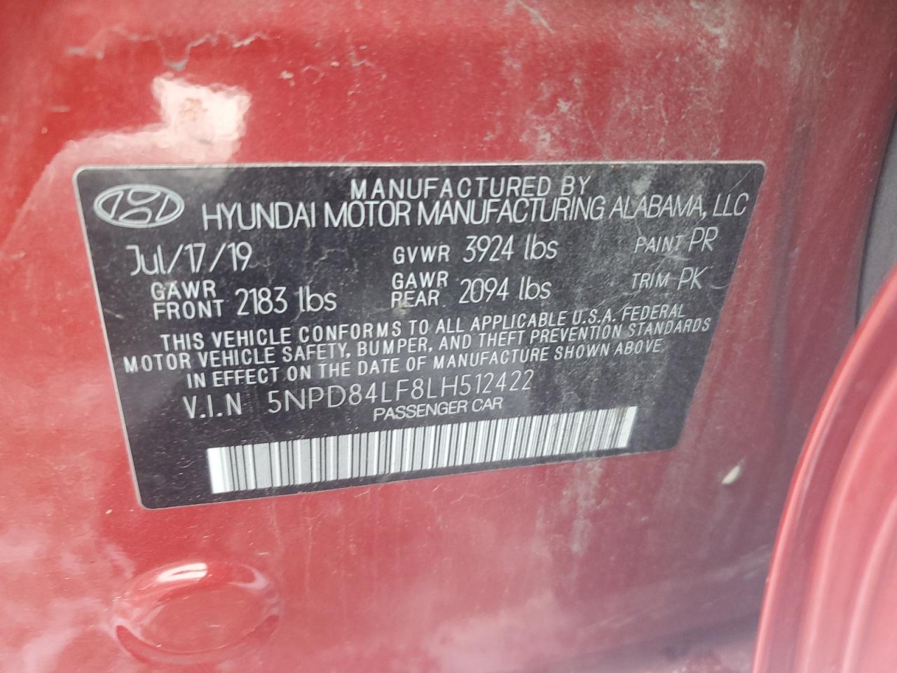 VIN 5NPD84LF8LH512422 2020 HYUNDAI ELANTRA no.12