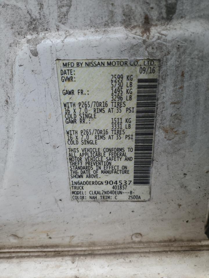 1N6AD0ER0GN904537 NISSAN FRONTIER 2016