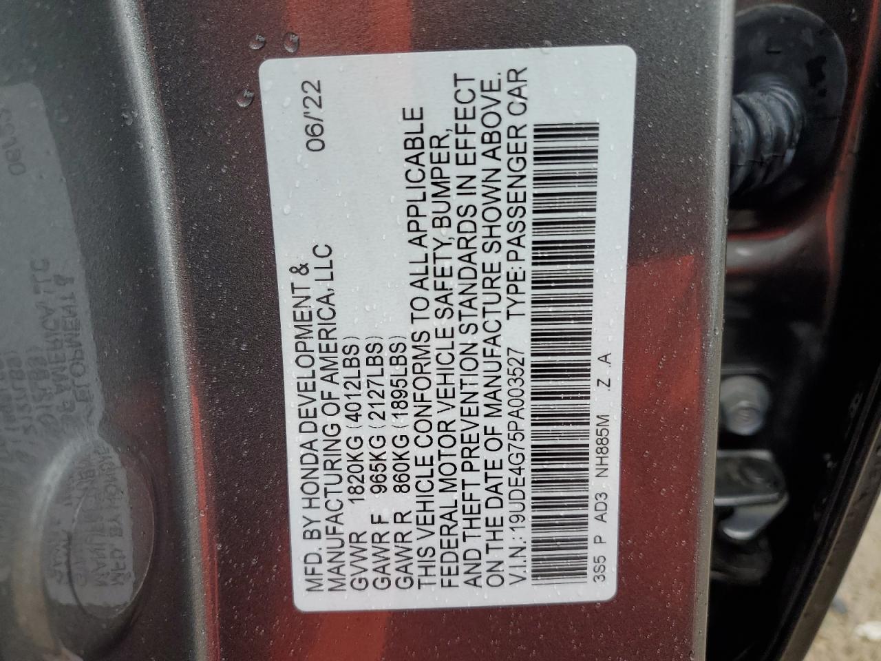 VIN 19UDE4G75PA003527 2023 ACURA INTEGRA A- no.13