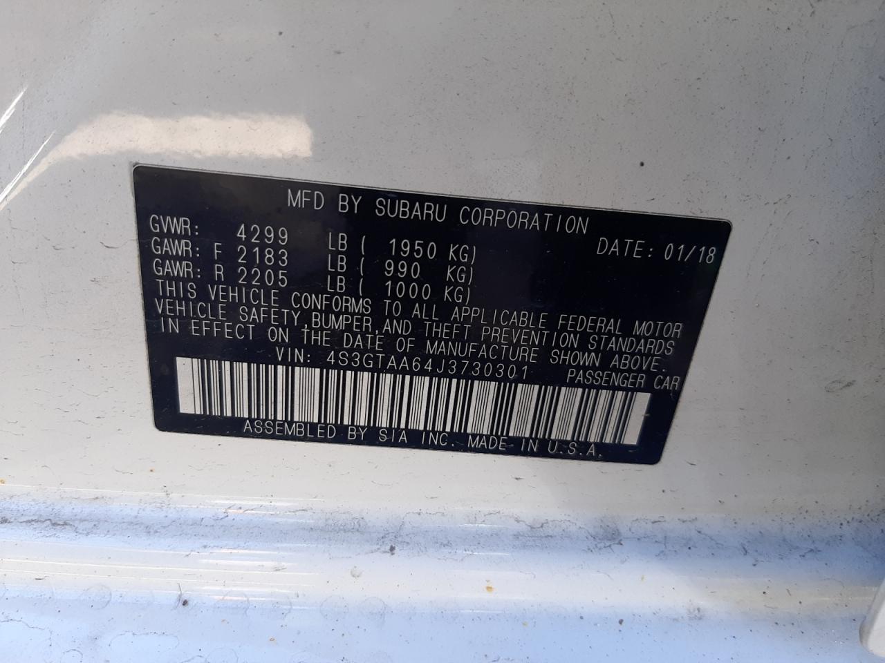 2018 Subaru Impreza VIN: 4S3GTAA64J3730301 Lot: 82959634