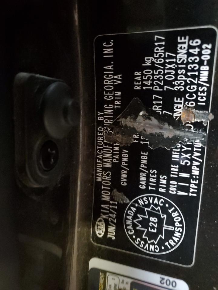 2012 Kia Sorento Base VIN: 5XYKTDA26CG213346 Lot: 82377944