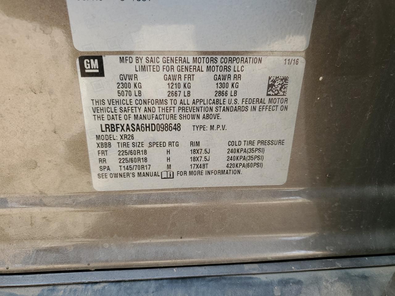 LRBFXASA6HD098648 2017 BUICK ENVISION - Image 13