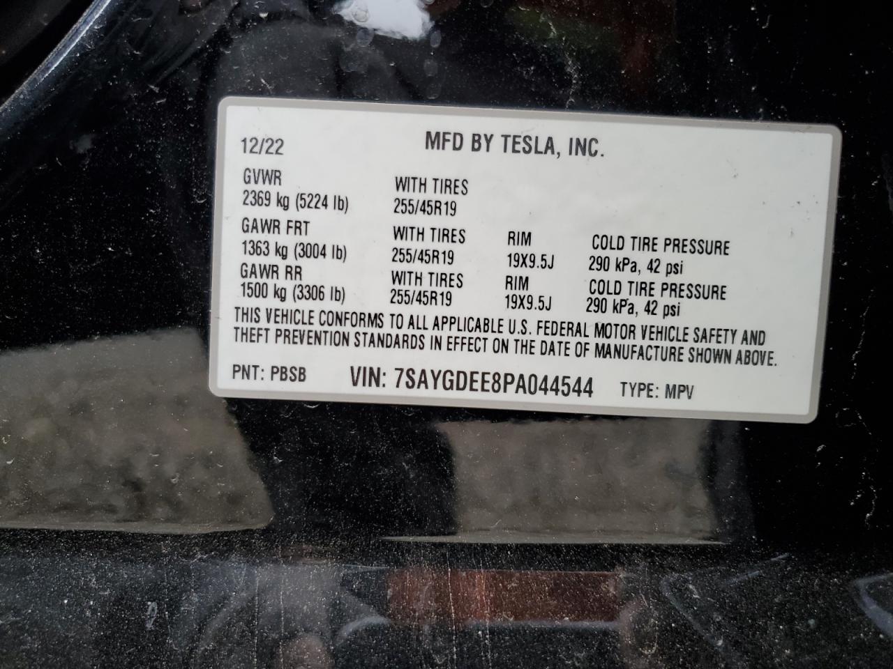 2023 Tesla Model Y VIN: 7SAYGDEE8PA044544 Lot: 83224914