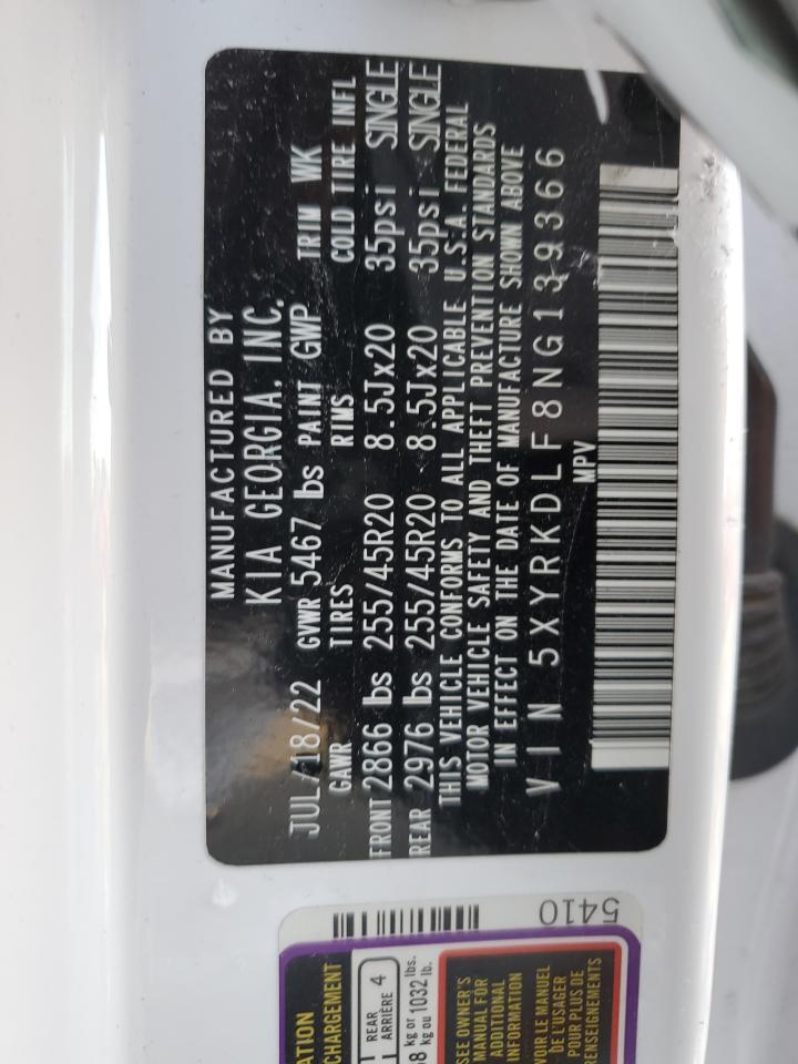 2022 Kia Sorento Sx VIN: 5XYRKDLF8NG139366 Lot: 84681794