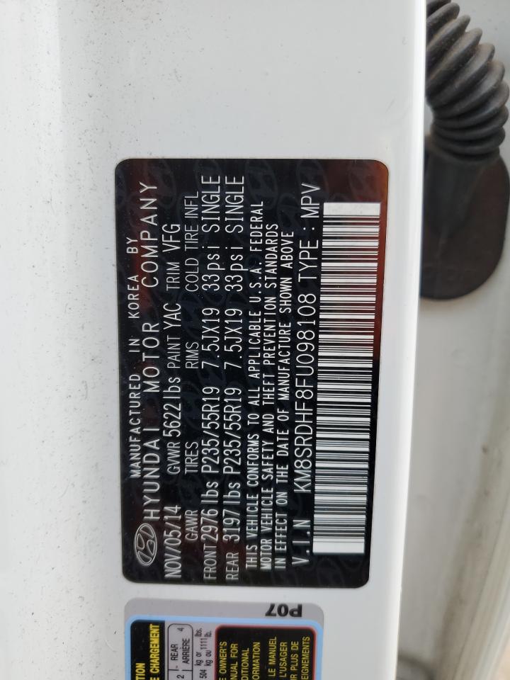 2015 Hyundai Santa Fe Gls VIN: KM8SRDHF8FU098108 Lot: 84171004