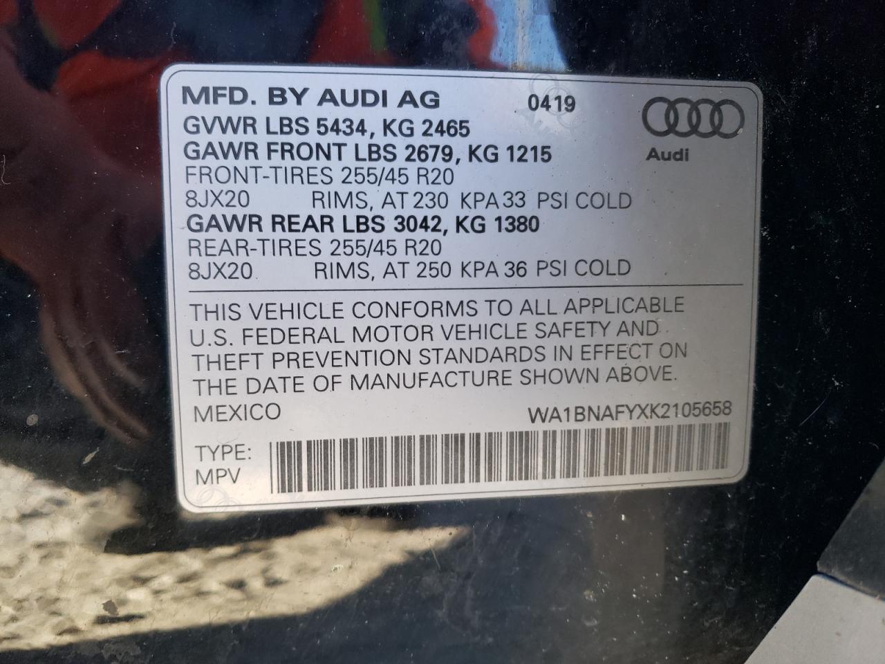 VIN WA1BNAFYXK2105658 2019 AUDI Q5 no.13