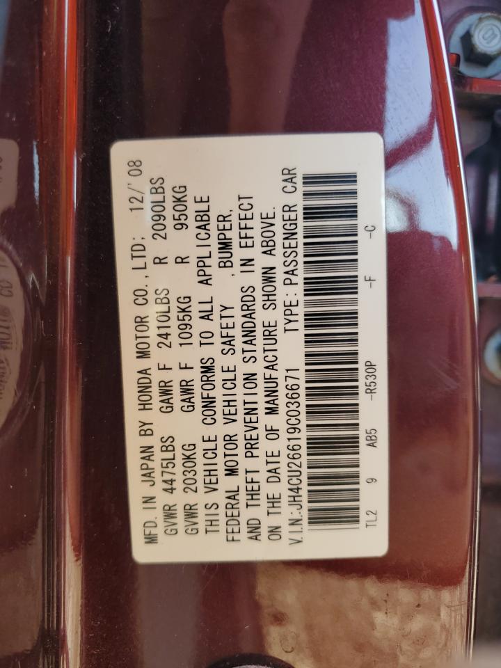 2009 Acura Tsx VIN: JH4CU26619C036671 Lot: 86789134