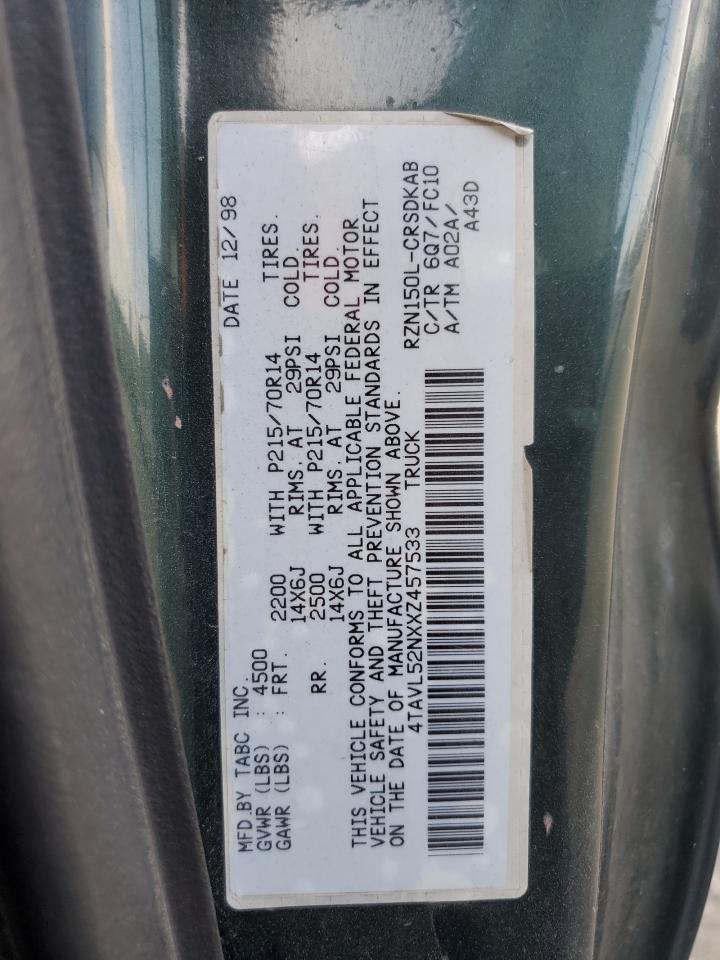 1999 Toyota Tacoma Xtracab VIN: 4TAVL52NXXZ457533 Lot: 84944594
