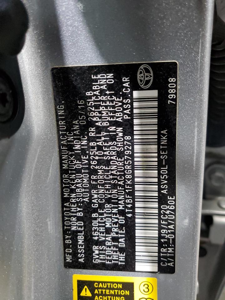 VIN 4T4BF1FK8GR579278 2016 TOYOTA CAMRY no.12