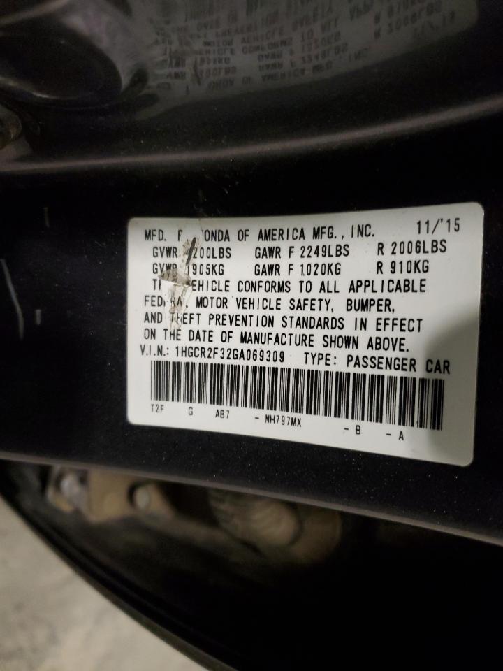 VIN 1HGCR2F32GA069309 2016 HONDA ACCORD no.12