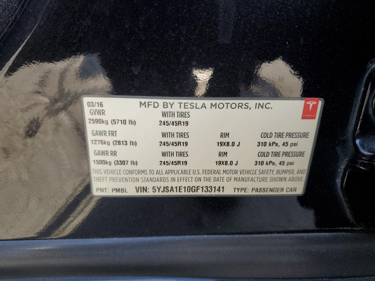 VIN 5YJSA1E10GF133141 2016 TESLA MODEL S no.12