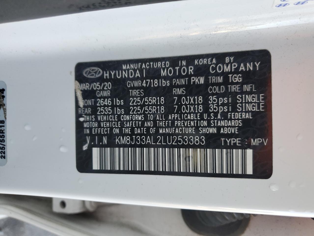 KM8J33AL2LU253383 2020 HYUNDAI TUCSON - Image 14