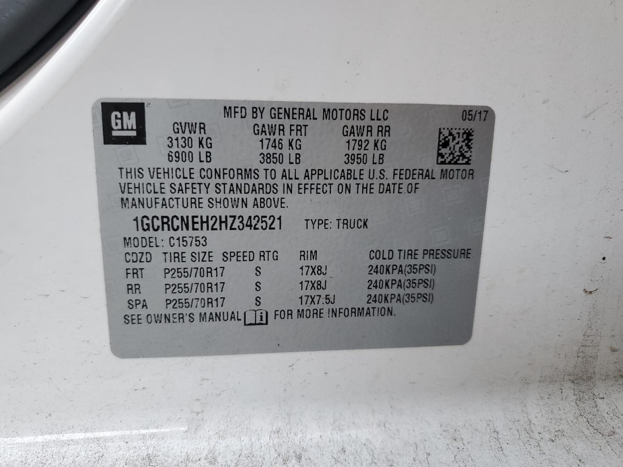 1GCRCNEH2HZ342521 CHEVROLET ALL Models 2017