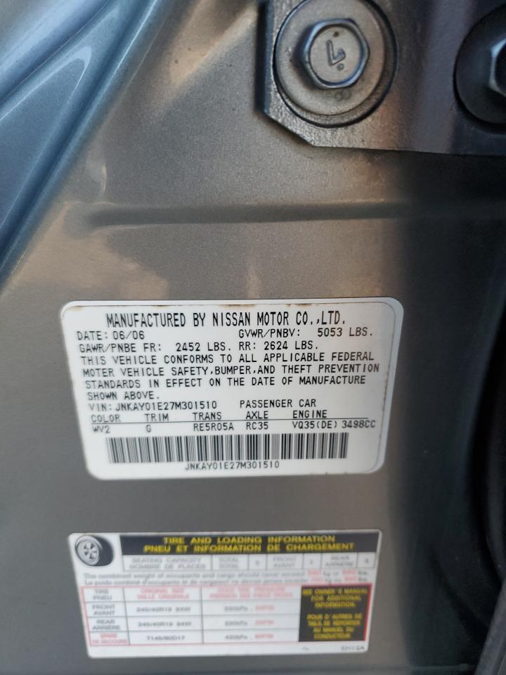 2007 Infiniti M35 Base VIN: JNKAY01E27M301510 Lot: 66357715